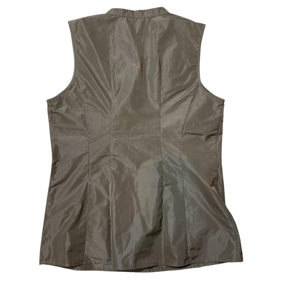 Lafayette 148 Medium 100% Polyester Side Zip‎ Taupe Size 8 Pleated Front Blouse - Picture 6 of 6